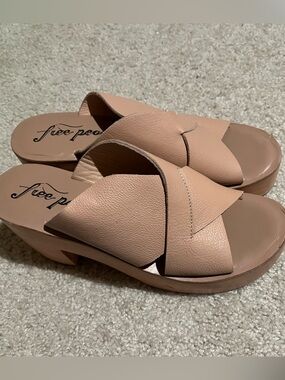 Free People  Leather Cross-Band Slide Clogs